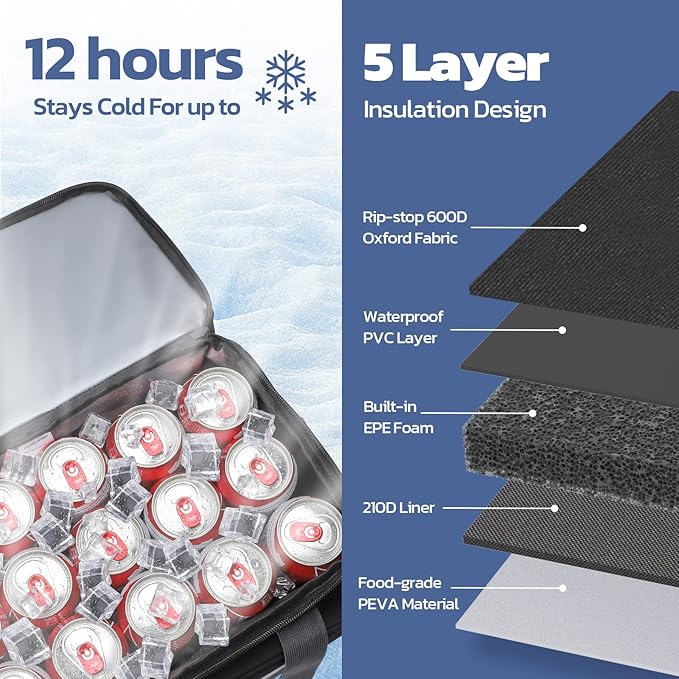 Maelstrom Collapsible Soft Cooler Bag, 24/30/60/75 Cans Beach Cooler, Ice Chest, Leakproof &