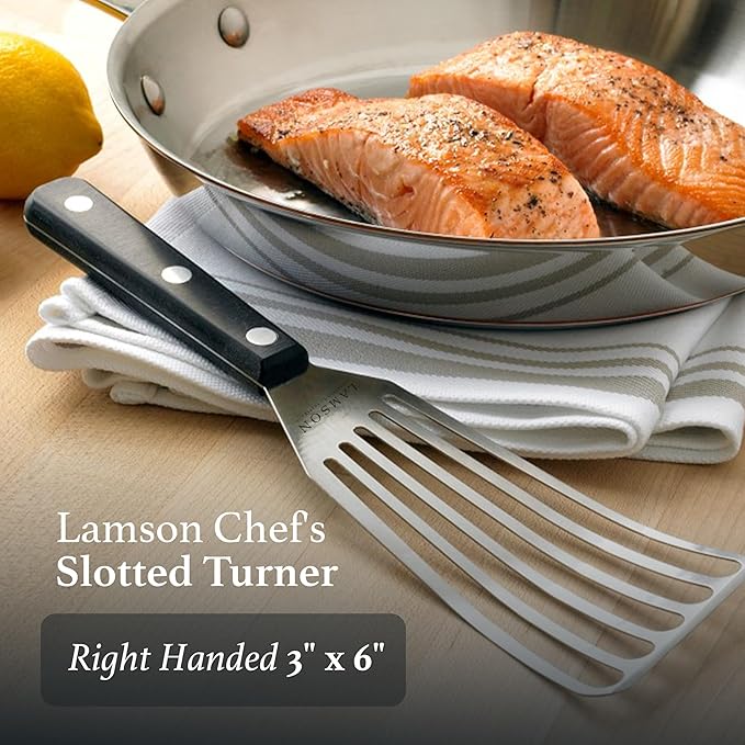 Lamson 3" x 6" Chef's Slotted Turner with Noir Ultra Durable Handle - Right Hand