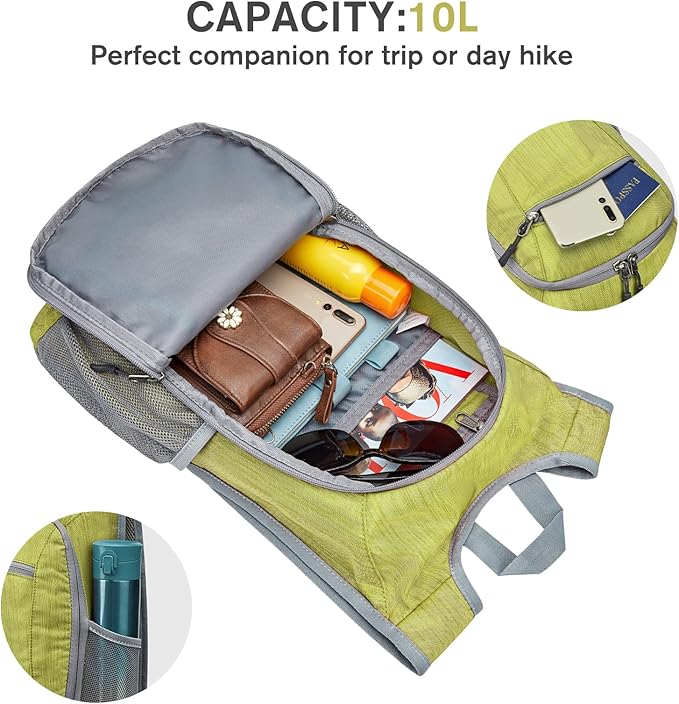 G4Free 10L/15L Hiking Backpack Lightweight Packable Hiking Daypack Small Travel Outdoor Foldable