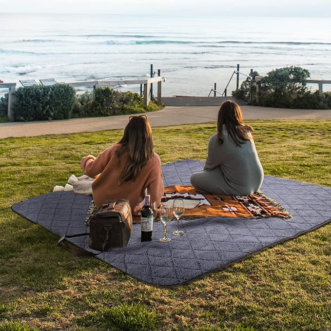 REDCAMP Large Warm Blanket with Sherpa Lining, Cold Weather Outdoor Blanket Windproof for Camping