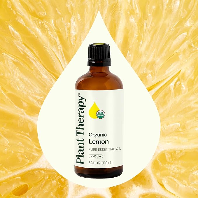 Plant Therapy Organic Lemon Essential Oil 100% Pure, USDA Certified Organic, Undiluted, Natural