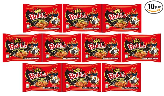 KF GOODIES Korean Ramen Variety Pack Gift Box (10 Count) – Spicy Buldak Noodle Assortment for