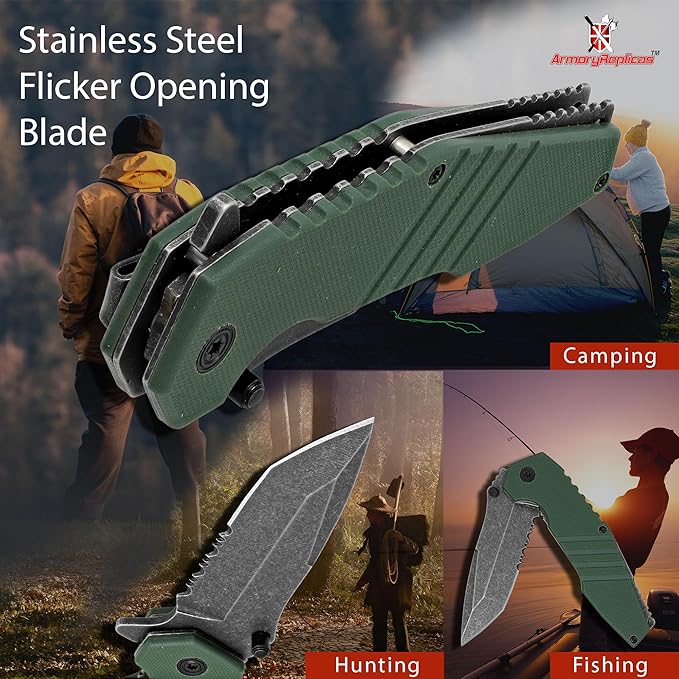 Armory Replicas??Spring Assisted Tanto Folding Knife ??3CR13 Steel Blade with Partial Serration
