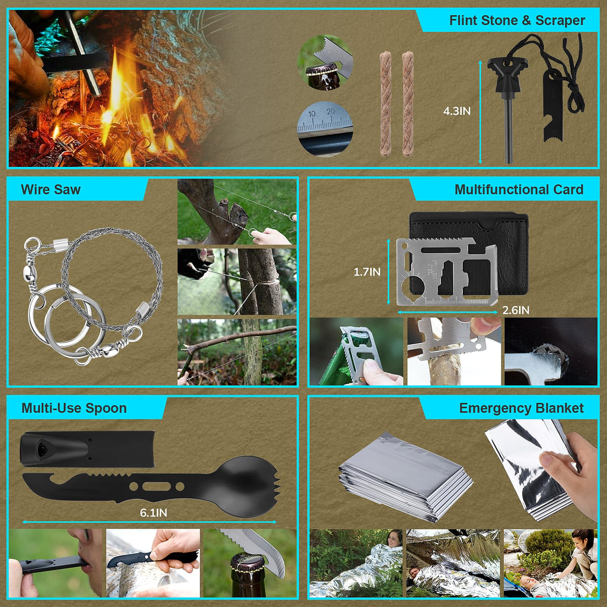 Survival Kit, Gifts for Fathers Day Men, Women, 251pcs Emergency Survival Gear and Supplies