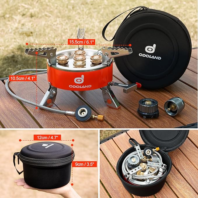 Odoland 9000W Portable Camping Stove Lightweight Camp Stove Collapsible Backpacking Stove with EVA