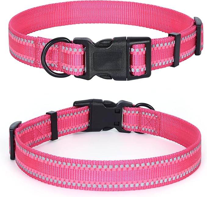 Mile High Life Reflective Dog Collar, Basic Dog Collars Adjustable Quick Release, Soft Nylon Pet