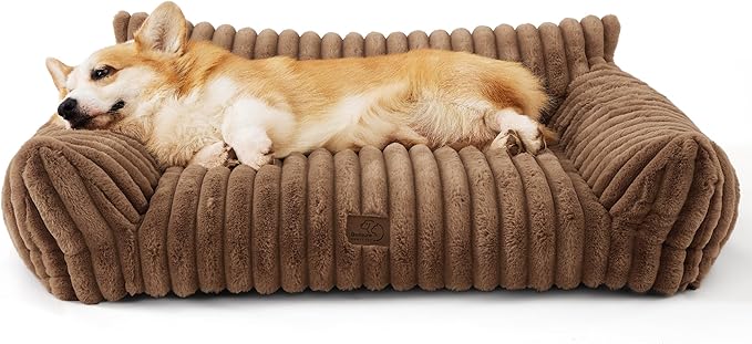 Bedsure Cute Dog Couch for Pets - Fluffy Dog Sofa with Premium Soft Corduroy Fleece, Pet Couch Bed