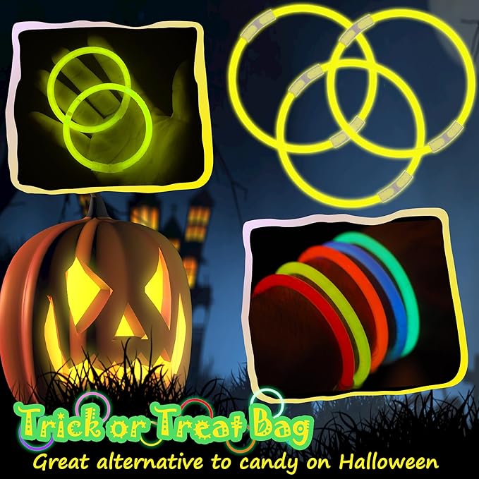 ILHSTY 100 pk Glow Sticks Bulk Party Favors and Decorations - 8" Glow in the Dark Party Supplies
