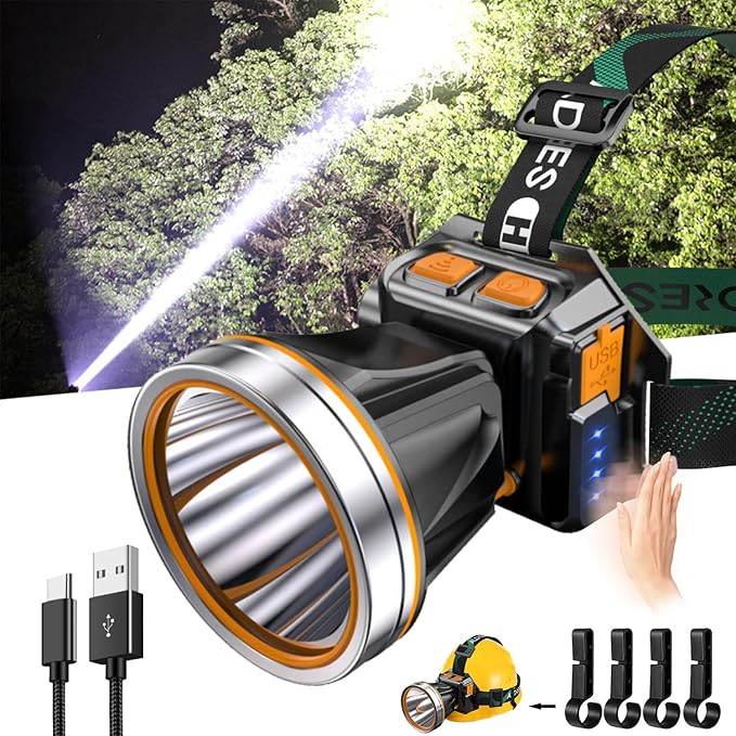 High Power LED Headlamp Super Bright Adult Motion Sensor Headlight Spotlight Waterproof