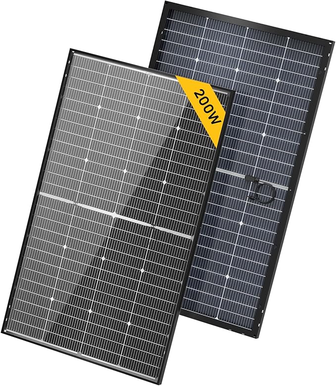 BougeRV 24V N-Type 16BB 200W Bifacial Solar Panel, 24V 200 Watt Solar Panel, for RV Camping Boat