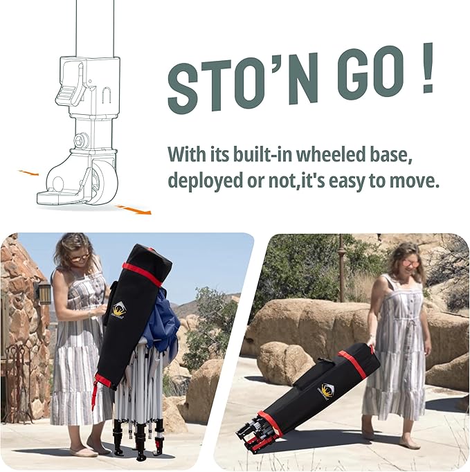 CROWN SHADES 10x10 Pop Up Canopy with 1 Side Wall - Beach Tent with One Push Setup - Outdoor Sun