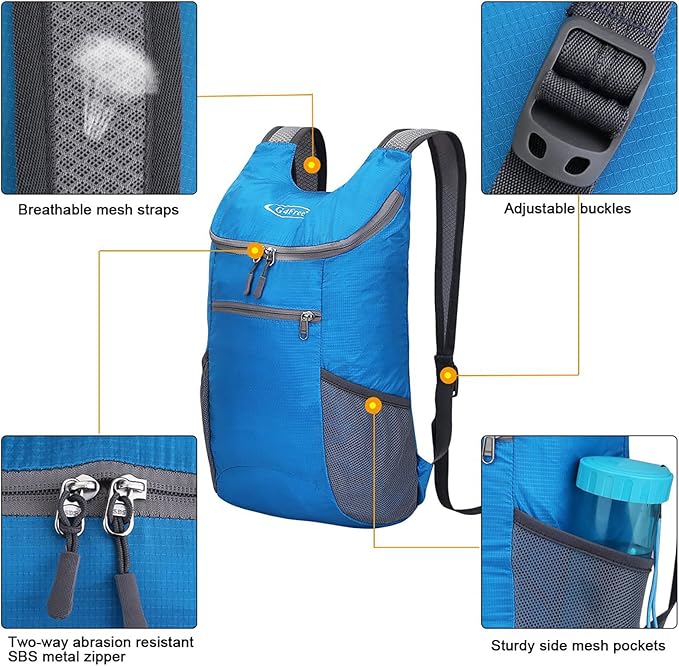 G4Free Lightweight Packable Hiking Backpack for Men Women Small Hiking Daypacks Foldable Shoulder