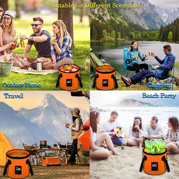 Esthesia Collapsible Bucket, 5 Gallon Portable Folding Water Container for Travelling, Camping