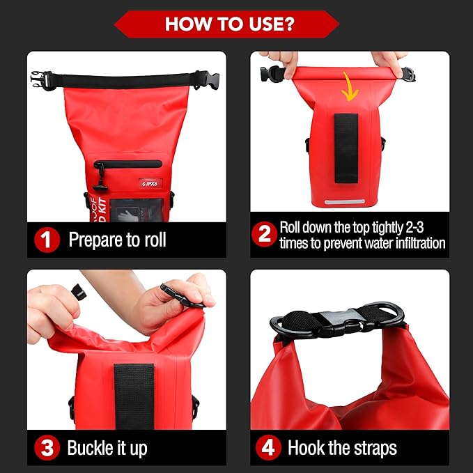 250 PCS Waterproof First Aid Kit, Roll Top Reflective Boat Dry Bag Bug Out Bags, Emergency Medical