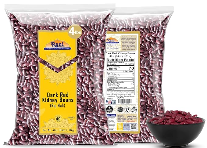 Rani Red Kidney Beans, Dark 64oz (4lbs) 1.81kg Bulk ~ All Natural | Vegan | Gluten Friendly |
