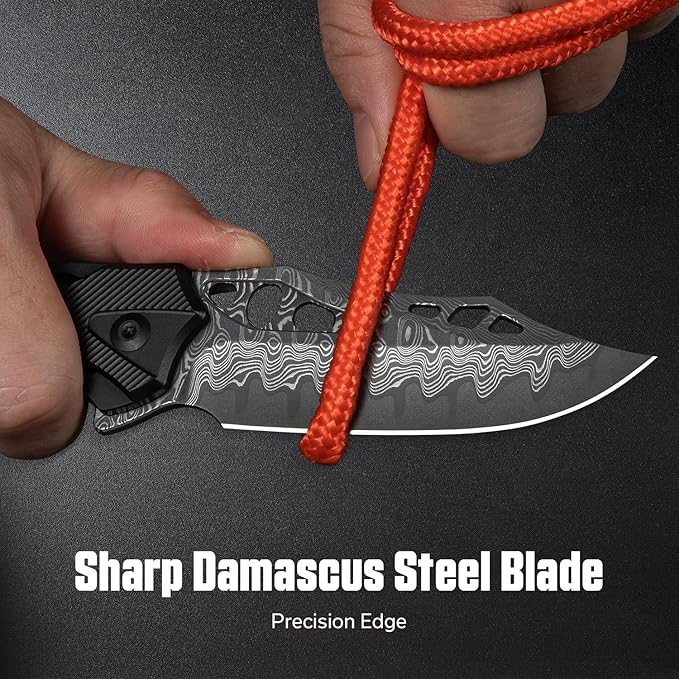 CIVIVI Biophase Pocket Folding Knife for Men, 3.48" Damascus Blade Aluminum Handle, Lightweight