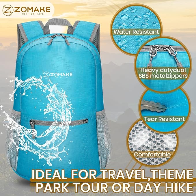 ZOMAKE Ultra Lightweight Hiking Backpack 20L - Packable Small Backpacks Water Resistant Daypack for