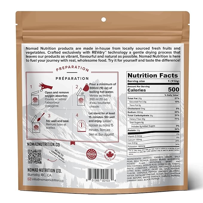 Nomad Nutrition Hungarian Goulash | Instant Freeze Dried Backpacking & Camping Food | Plant-Based