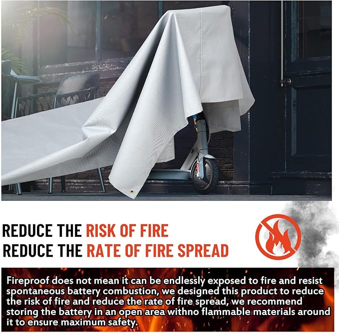 Fireproof Lithium Battery Cover 79 x 79 Inches Ebike Battery Fire Protection Extinguisher Isolate