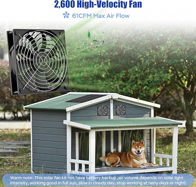 MARBERO 4.7 Inch Solar Powered Fan Kit, 15W Solar Panel with 2 Waterproof Fans, Intake or Exhaust