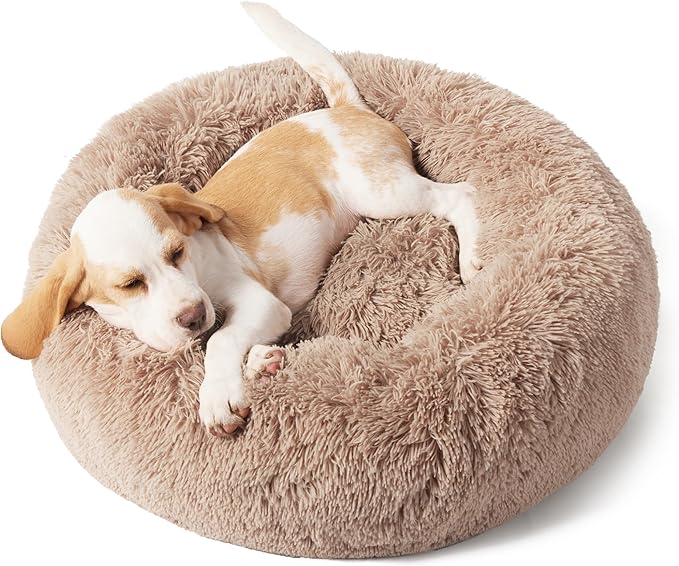 Bedsure Calming Dog Bed for Small Dogs - Donut Washable Small Puppy Bed, 23 inches Anti-Slip Round