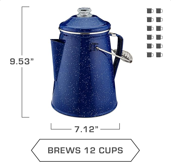 COLETTI Classic Percolator Coffee Pot — The Most Nostalgic Camping Coffee Pot, Now Modernized [Blue