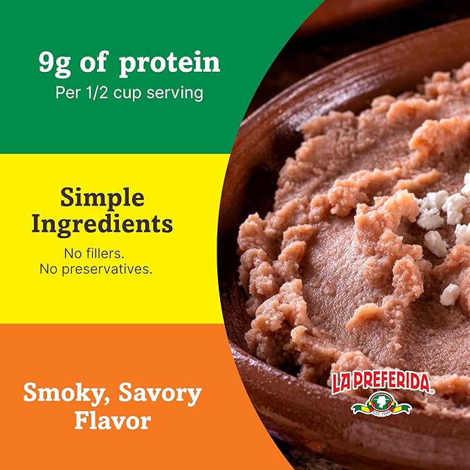 La Preferida Chorizo Refried Beans (Made with Real Pork & Beef, No Preservatives) ??Heat & Serve