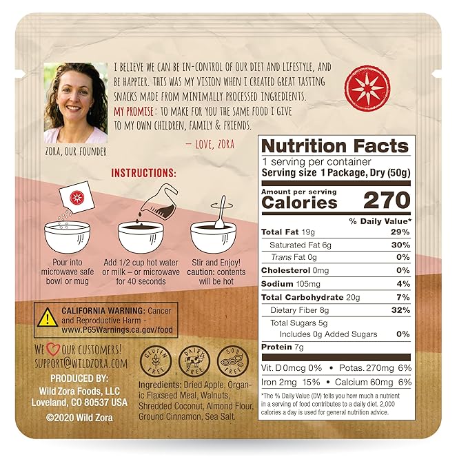 Wild Zora Instant Grain-Free Hot Cereal - Tasty Paleo Friendly Cereals, Instant Hot Meal, Breakfast