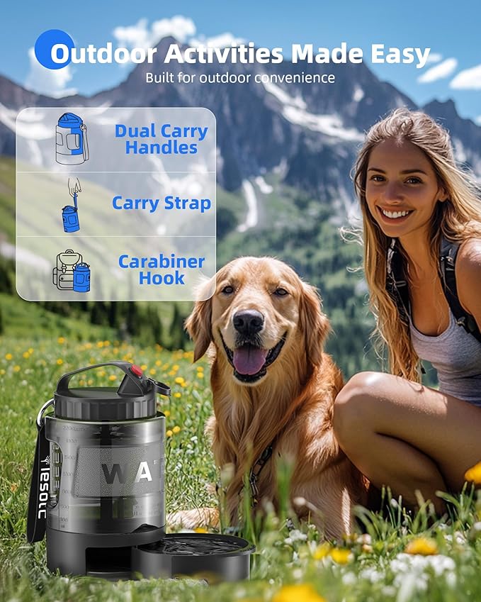 lesotc Dog Travel Water Bottle Portable with Pull-Out Drinking Bowl, 77oz Large Travel Water Bowl
