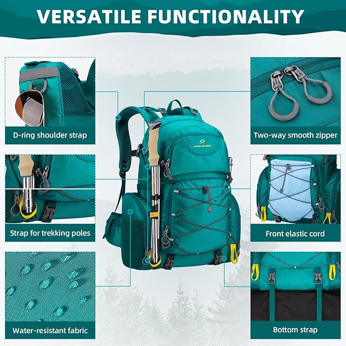 Maelstrom Hiking Backpack,40L Waterproof Camping Backpack,Men Women Packable Hiking Daypack with