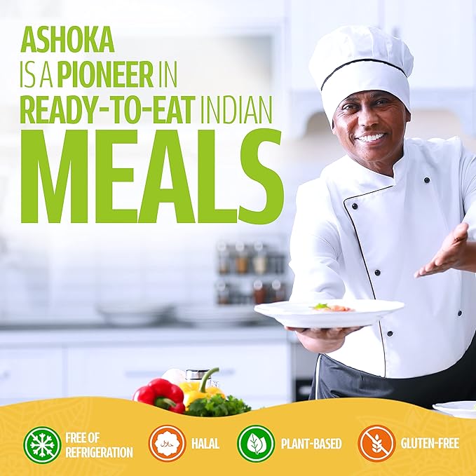 Ashoka Heat & Eat Entrees 1932, Plant-Based Pickled Cooked Potatoes, All-Natural, Real Achari Aloo