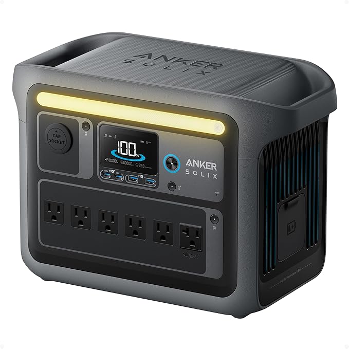 Anker SOLIX C1000 Portable Power Station, 1800W (Peak 2400W) Solar Generator, Full Charge in 58