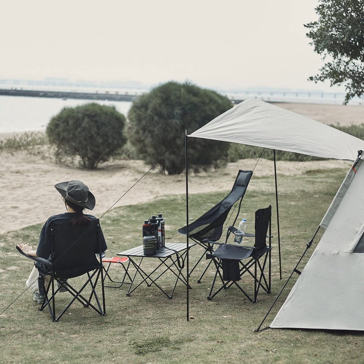 Damei century Folding Camping Chairs, for Beach, Lawn, Yard, Black