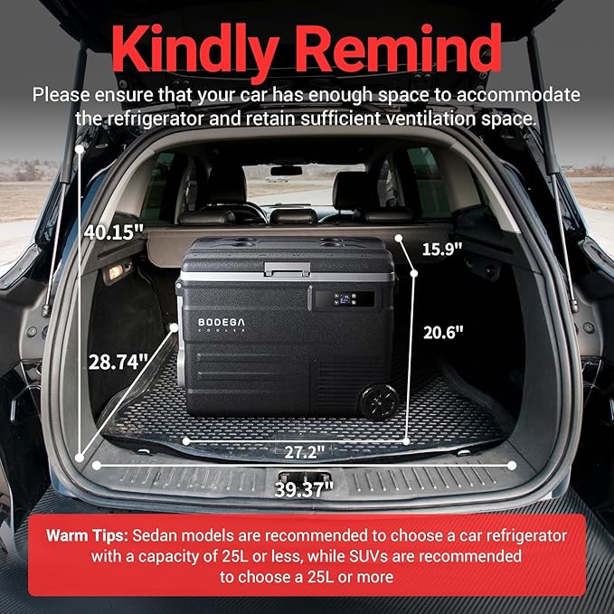 BODEGACOOLER 12 Volt Car Refrigerator,58QT(55L) Car Fridge with Wheels,RV Portable Freezer Single