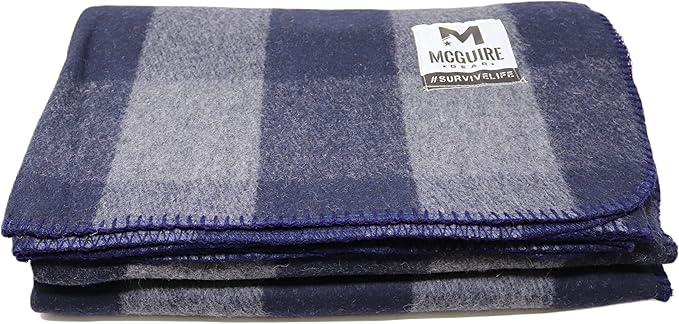 M MCGUIRE GEAR Warm Wool Bunkhouse Plaid Blanket for Camping, Home, Survival, or First Aid, 64" x