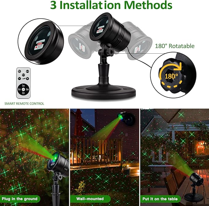 Christmas Projector Lights Outdoor, Led Christmas Laser Lights Landscape Spotlight Red and Green