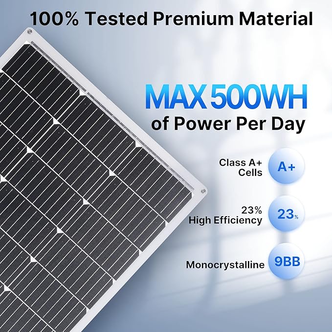 2PCS 100W 12V Flexible Solar Panel 9BB Monocrystalline Cell 12 Volt Semi-Flexible for Marine RV