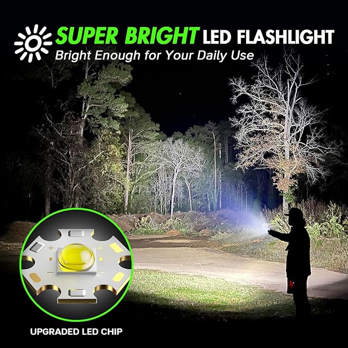 WdtPro LED Flashlight High Lumens SR2000 Pro, 4 Pack Brighter Tactical Flashlights with 5 Modes &