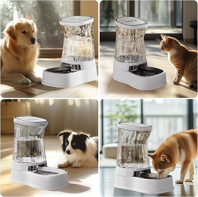 Gardner Pet Automatic Dog Water Dispenser Gravity Stainless Steel Water Waterer Feeder, Large