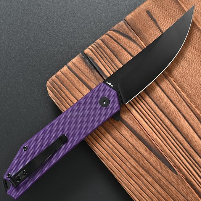 FF18 Folding Pocket Knife,AUS-8 Steel Blade G10 Handle EDC Tool Knife for Outdoor