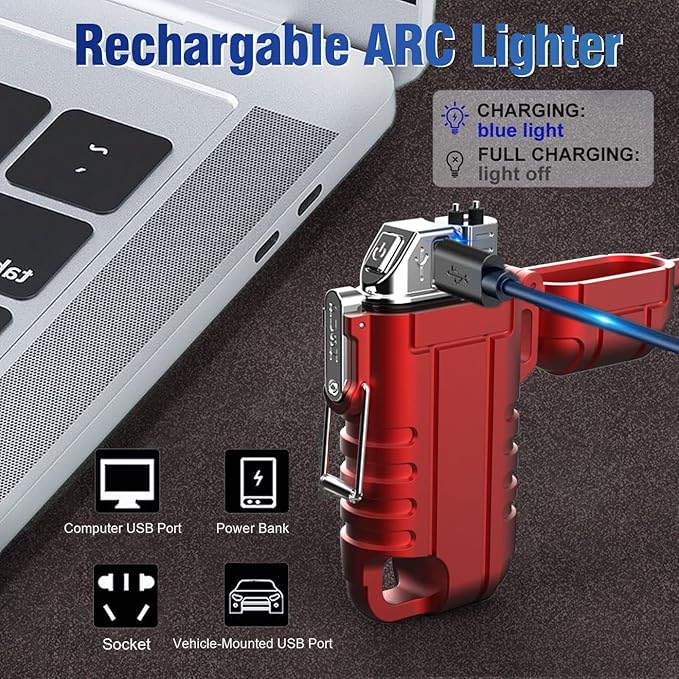 Waterproof Electric Lighter with 360°Flexible Long Neck, Outdoor Windproof Arc Lighter USB