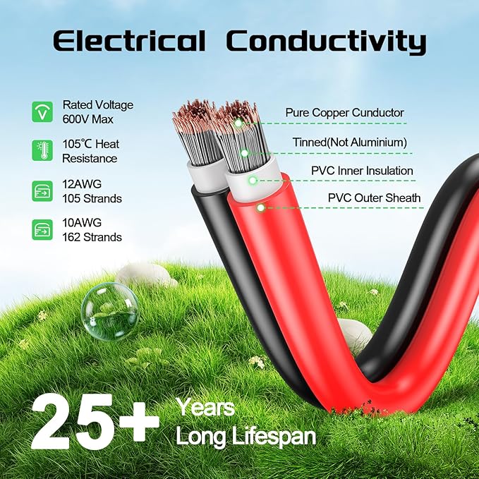Bateria Power Solar to XT60 Charge Extension Cable with Solar Connectors Caps, Combined Wire Solar