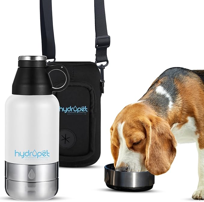 Hydropet Portable Dog Water Bottle (32 oz) - Insulated Dogs & Cats Travel Bottles, Stainless Steel