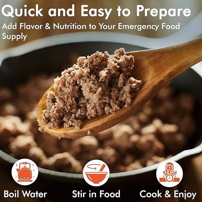 Numanna Freeze-Dried Seasoned Ground Beef Bucket 36 Servings | Over 25g Protein per Serving |