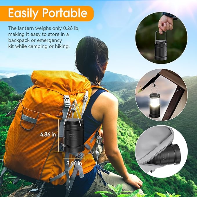 LETMY 4 Pack Camping Lanterns for Power Outages - Dimmable & 3 Color Modes, Battery Powered