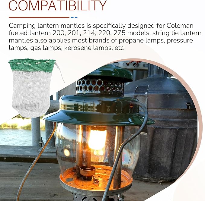 String Tie Lantern Mantles for Coleman Lanterns Fueled Lighting Outdoor Camping Accessories(10 Pcs)