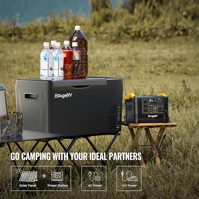 BougeRV 12 Volt Refrigerator 12V Car Fridge 23 Quart Portable Freezer Compressor Cooler 12/24V DC