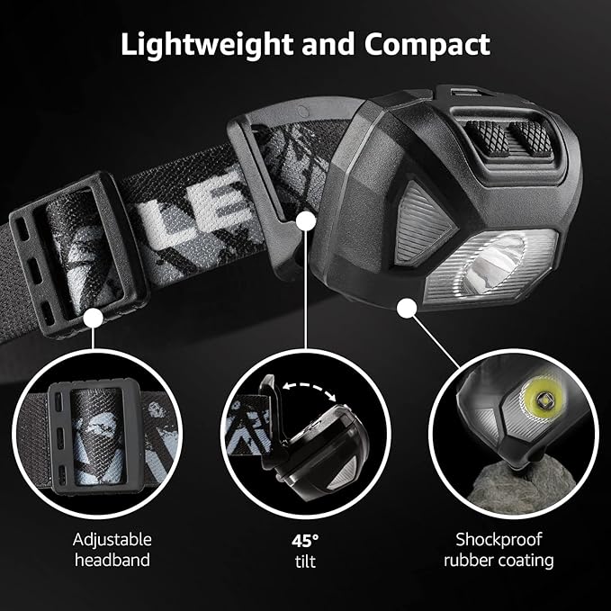 Lepro HeadLamp, 2 Pack Super Bright LED Head lamp with 6 Lighting Modes, Waterproof, Battery
