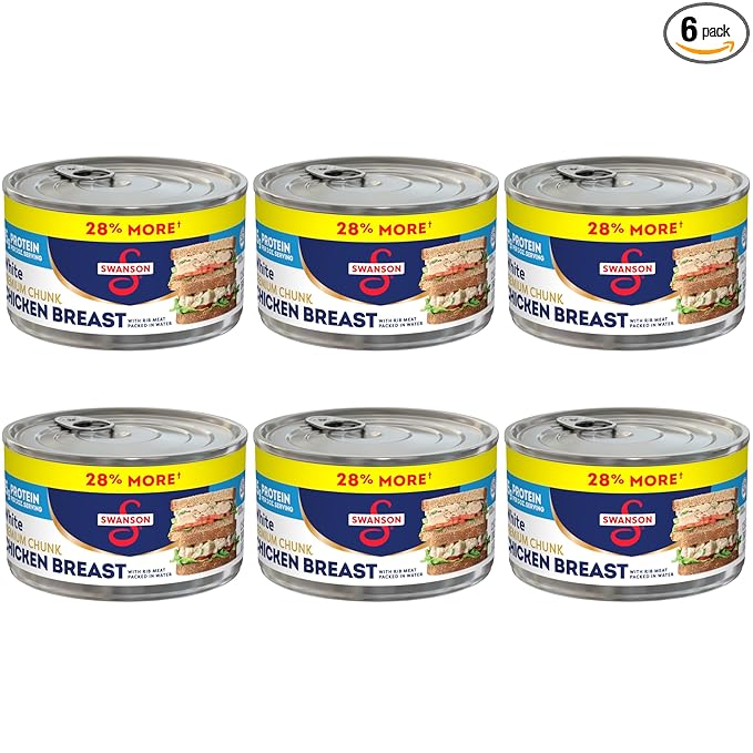 Swanson White Premium Chunk Canned Chicken Breast in Water, 12.5 OZ Can (Pack of 6)