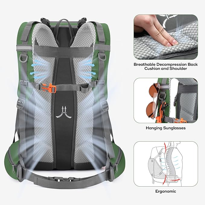 Maelstrom Hiking Backpack,Camping Backpack,40L Waterproof Hiking Daypack with Rain